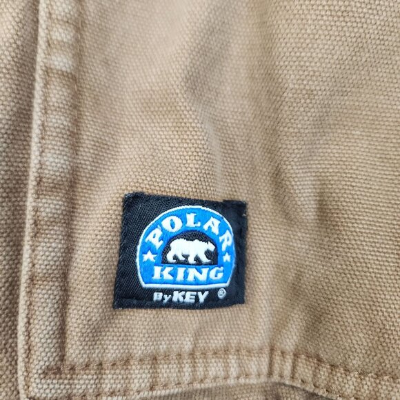 VTG Canvas Jacket Men's XLT Hooded Duck Brown Quilt Lined Workwear Logo THRASHED - Picture 9 of 16